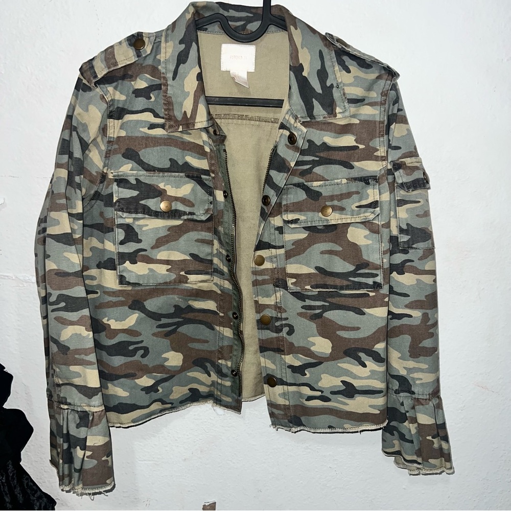 Forever 21 Green and Brown Military Field Jacket